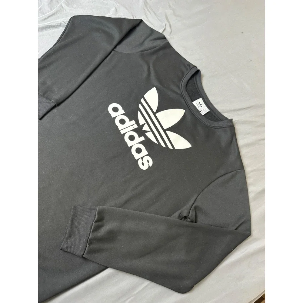 Adidas Originals Mens Trefoil Logo Sweatshirt Black Crewneck 3XL Pullover